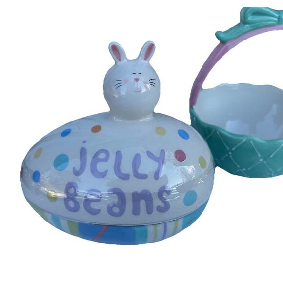 Lot of 3 Ceramic Easter Candy Dishes 2 Baskets and 1 Jelly Bean Lid Dish Bundle - Picture 3 of 16